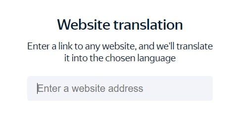 Traducción web Yandex